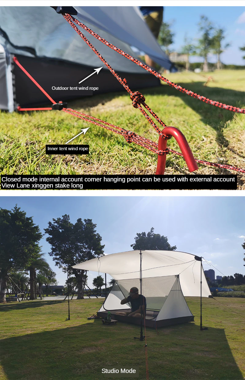 Cheap Goat Tents 3F UL GEAR Shanjing 20D 2 Person 3 Season Ultralight  Outdoor Camping Tent  Professional  Silnylon Rodless Multifunction Tent Tents 